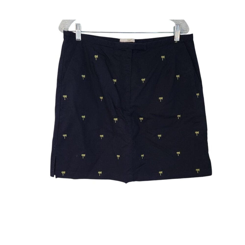 LIZGOLF Skirt Skort Tennis Pickleball Golf Navy Blue Palm Trees Pockets Lined 14